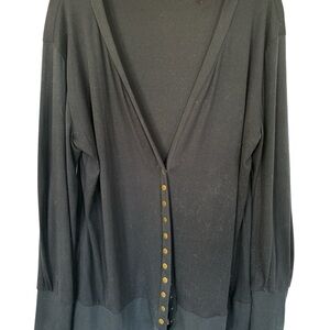 Steven McQueen Womens XXL Snap Front Knit Cardigan Cream Deep V-Neck 3/4 Sleeves